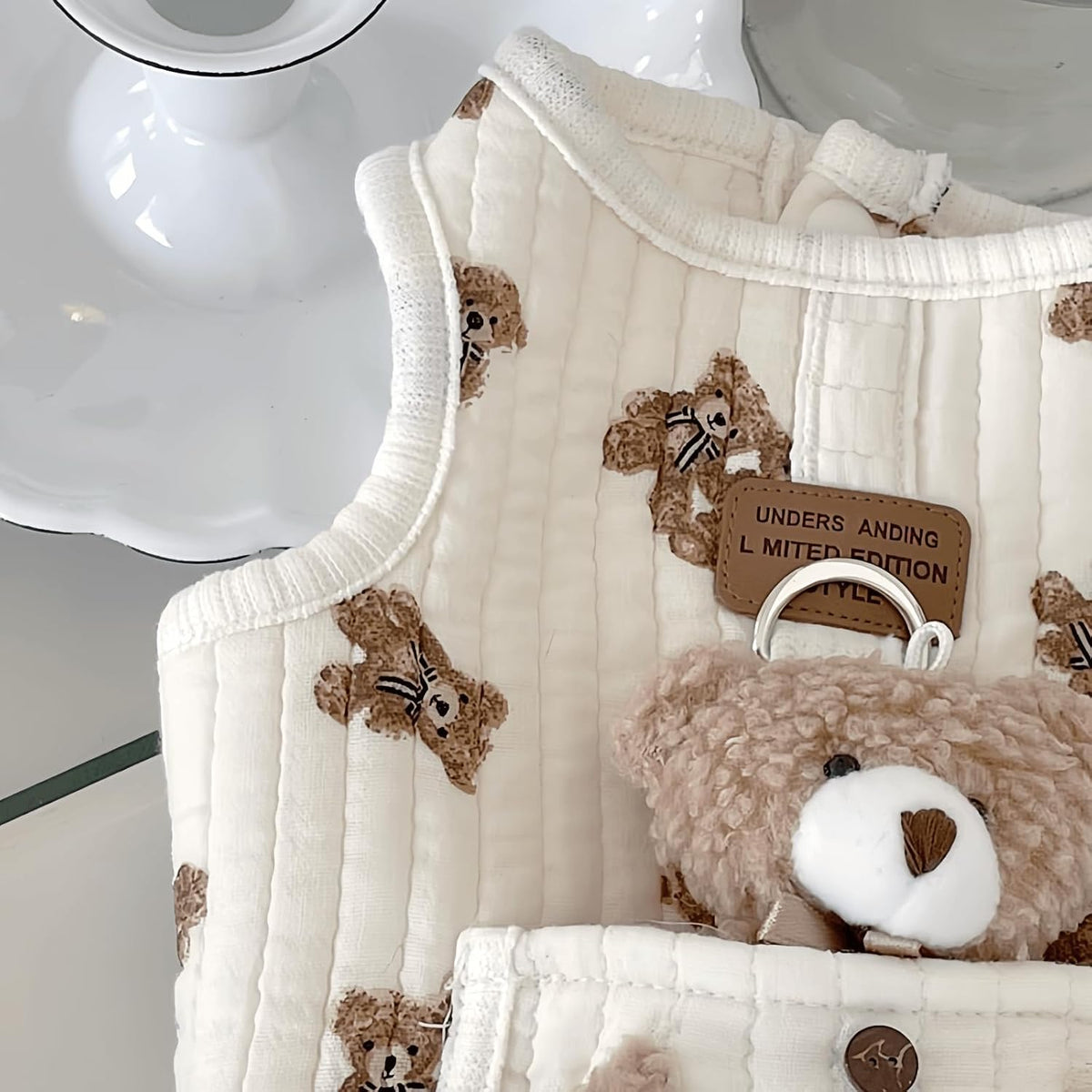Dog Vest with 3D Plush Teddy Bear Pocket, 2-Pack，S (2.2-4.4lbs)
