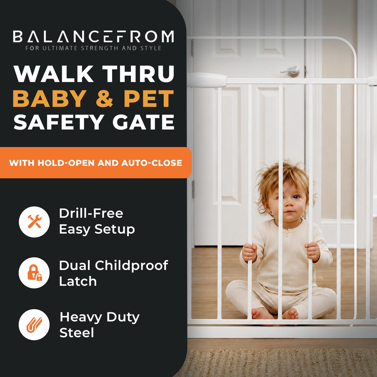 BalanceFrom Easy Walk-Thru Baby Safety Gate, Fits 29.1" to 33.8" Openings