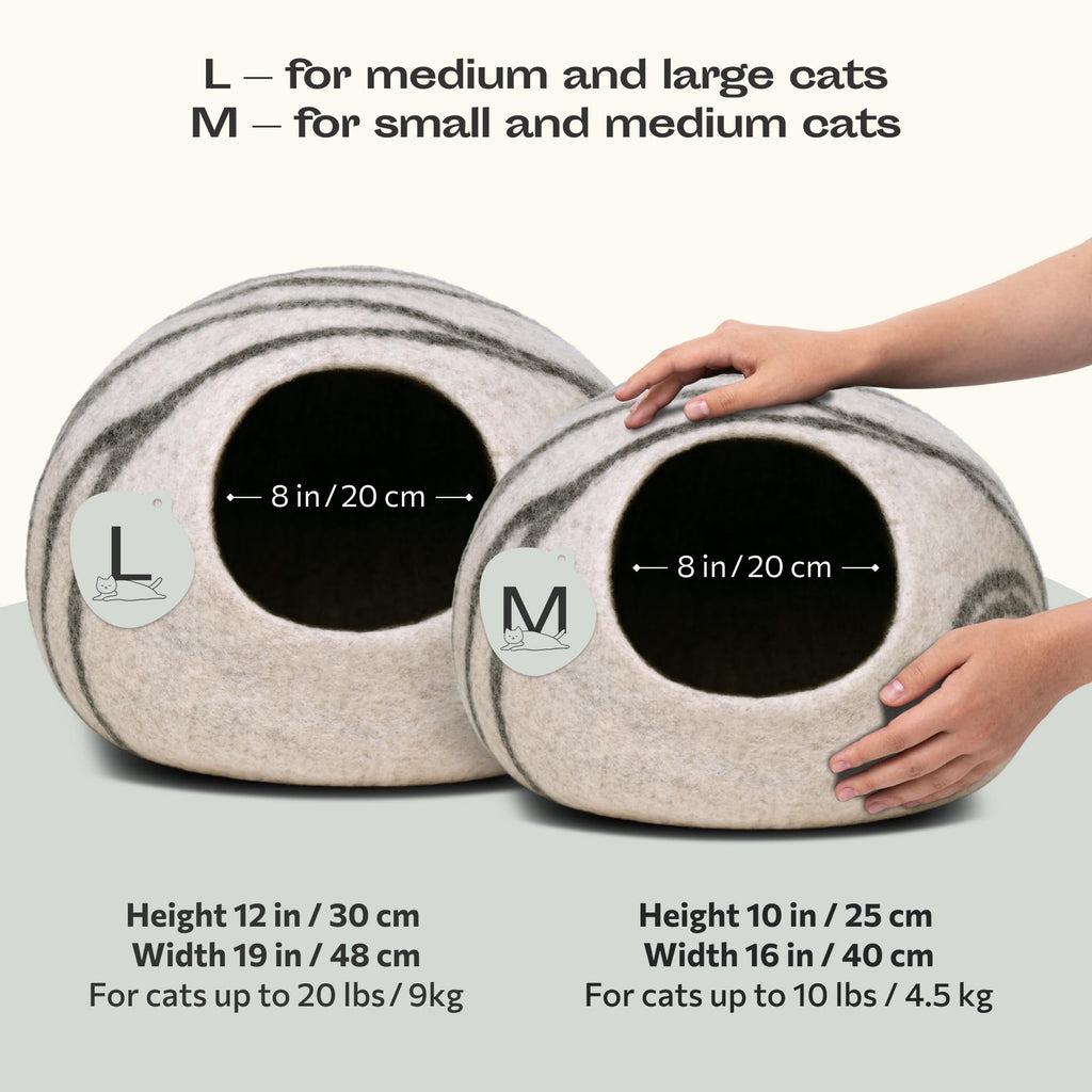 Cat Cave – Natural Wool – Self-Warming Hideaway for Indoor Cats & Kittens