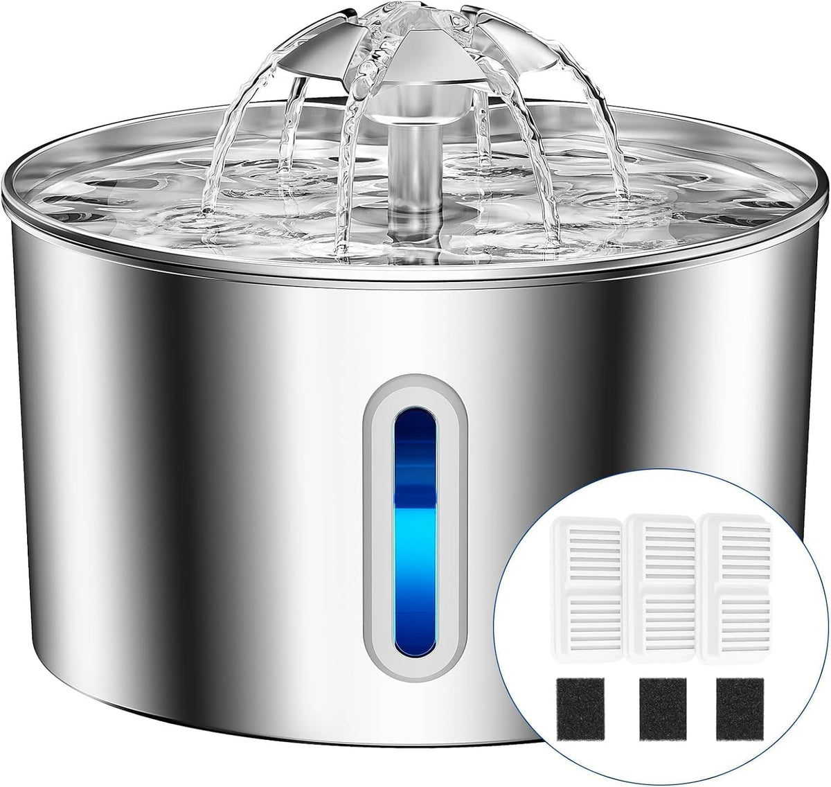 Cat Water Fountain Stainless Steel - 74oz/2.2L Automatic Large Pet Watering Bowl Dispenser for Indoor Dogs - Drinking Fo