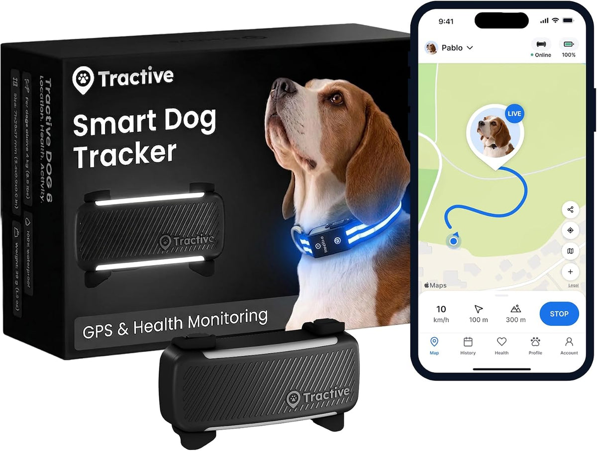 Tractive XL Smart Dog GPS Tracker | Live Pet Tracker with Virtual Fence | Vital Signs Monitoring of Heart & Respiratory 