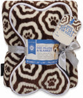 American Kennel Club 60''x50'' Pet Blanket & 10'' Pillow Set, Warm Plush Blanket for Dogs & Cats - Paw Print - Brown