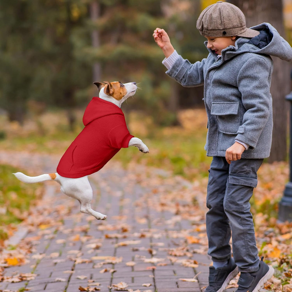Extra Small Dog Sweater,Dog Hoodie,Warm Fleece Sweatshirt with Hood & Pocket,Leash Hole,Cozy Cold Weather Cat Pet Clothe