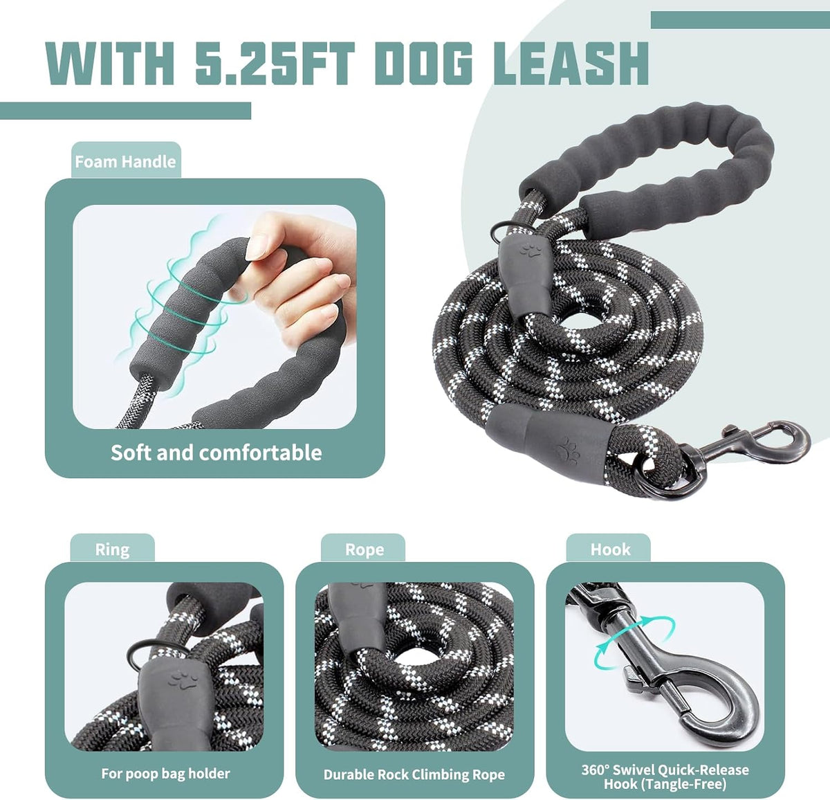 AUROTH Dog Harness for Large Dogs No Pull Tactical Harness and Leash Set