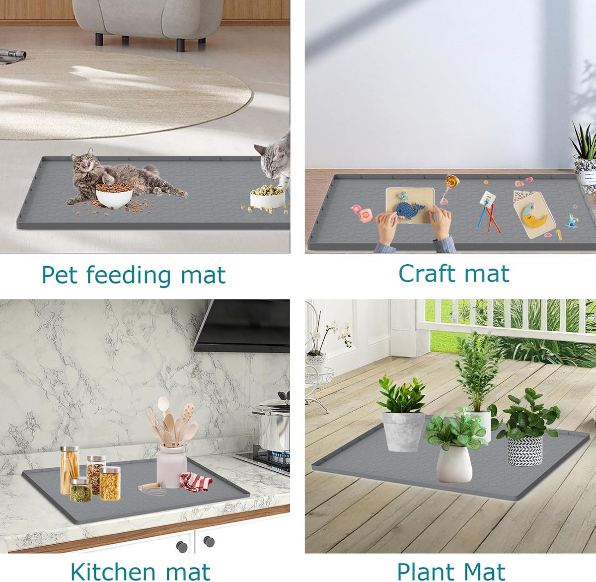Cat Litter Mat for Litter Box, Silicone Large Cat Litter Trapping Mat - 34x22 in, Waterproof & Non-Slip, Durable & Easy 