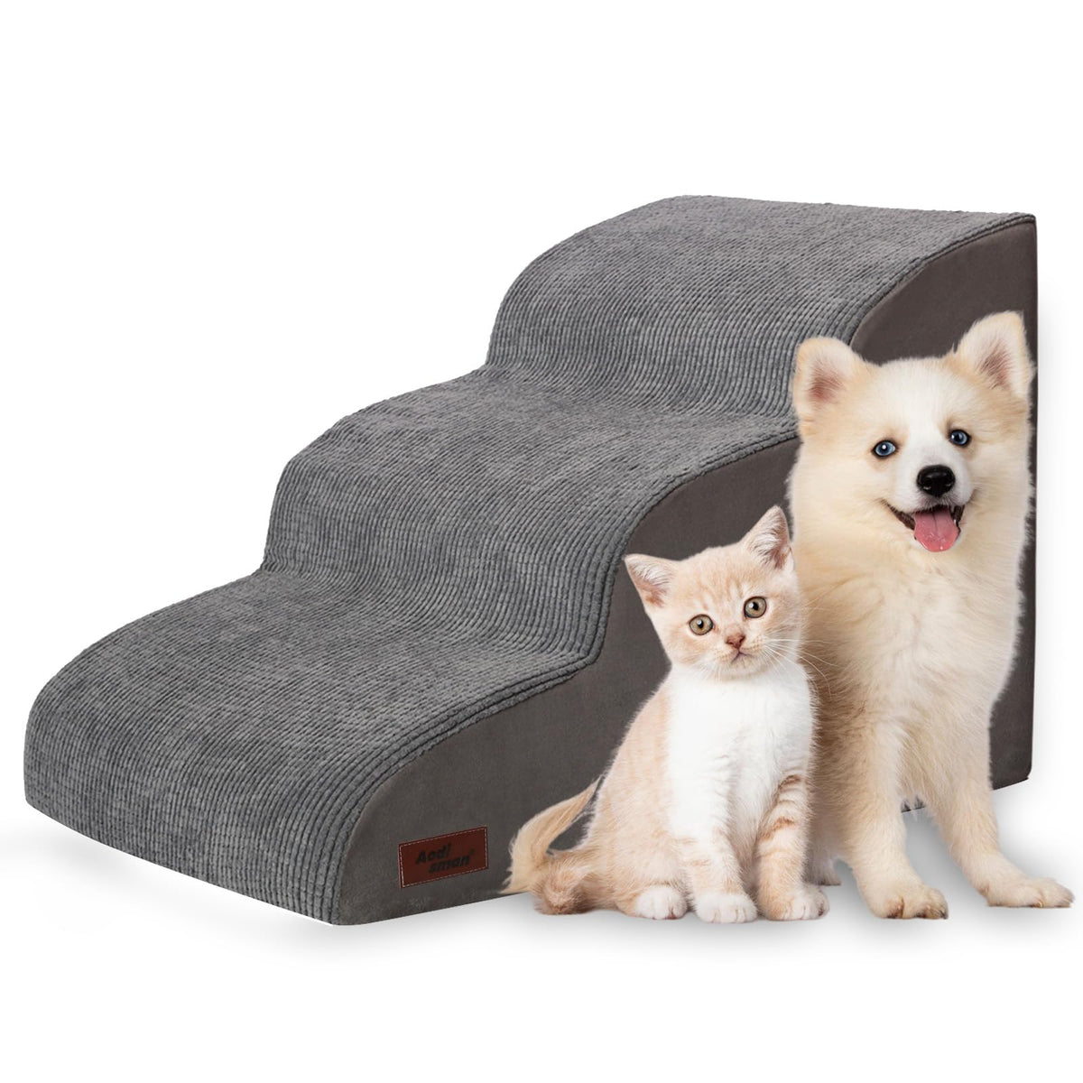 Aodisman Dog Stairs for Small Dogs and Cats,3-Step Pet Ramp for Bed & Couch