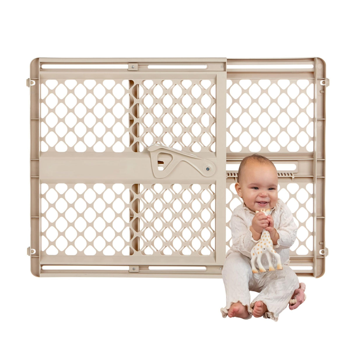 Toddleroo by North States - Supergate Ergo Baby Gate: Plastic Baby Gate for Stairs & Doorways - Adjustable Indoor Safety Gate - Made in USA - 26 to 42 Inches Wide - 26 Inches Tall - Sand