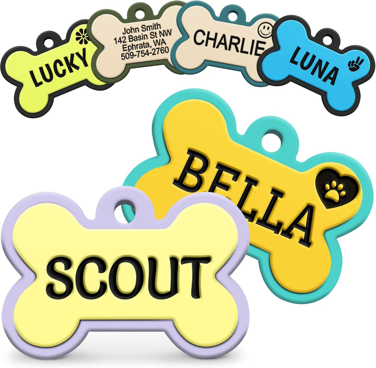 GoTags Silicone Dog Tags, Personalized Engraved Silent Pet Tag, No Noise