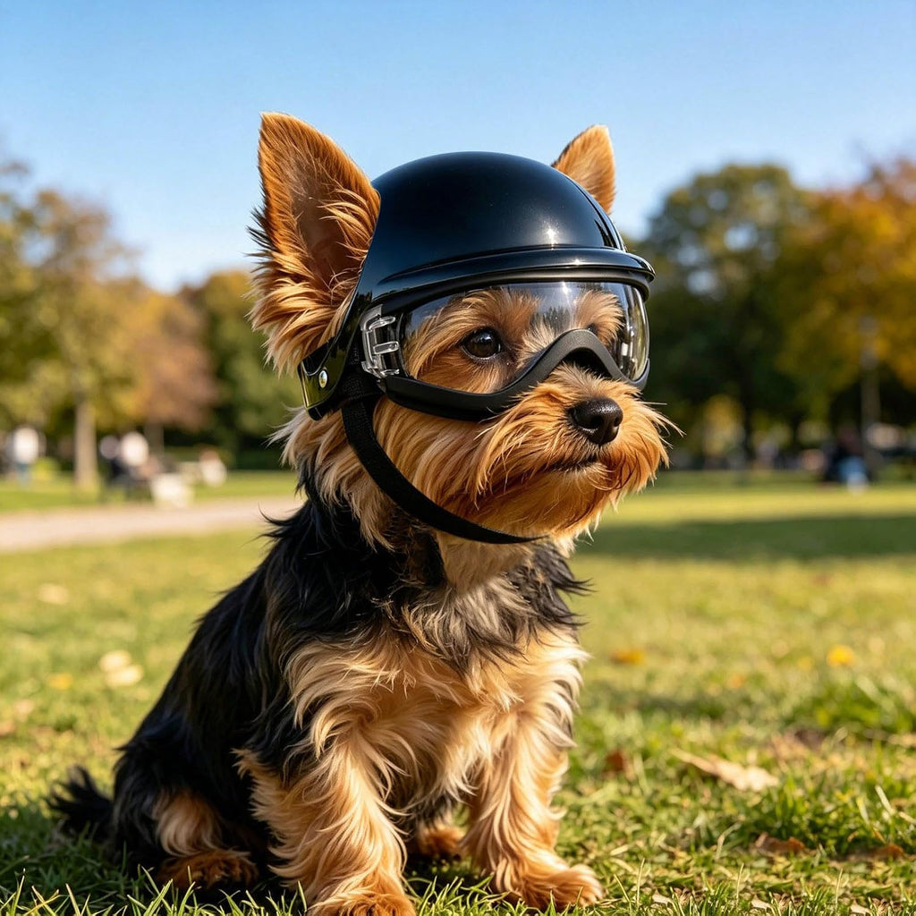 Dog Helmet for Small Dogs Cats, XS Pet Helmets with Goggles Outdoors Cycling Riding, Dog Sunglasses Helmets with Ear Hol