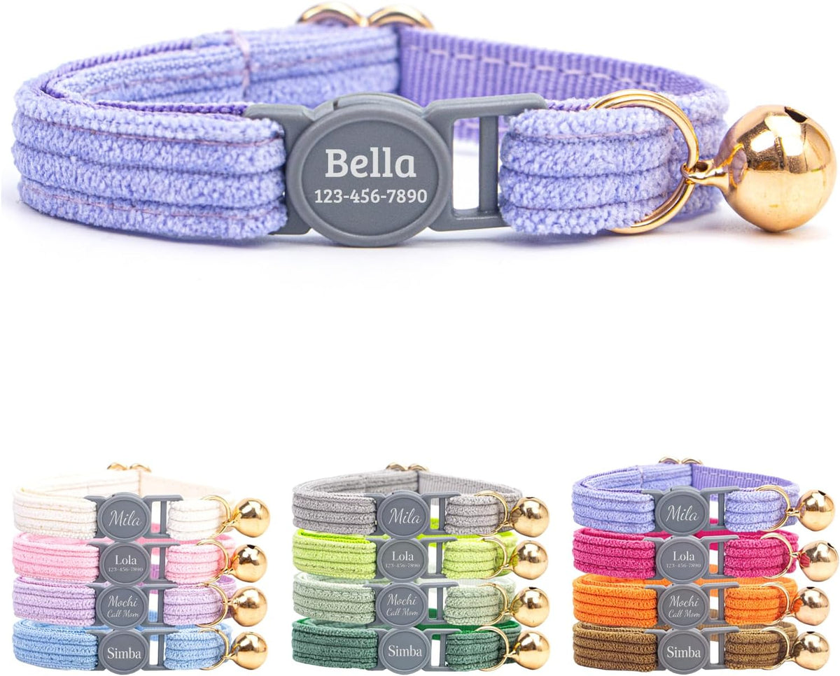 Personalized Breakaway Cat Collar with Name，Periwinkle：S