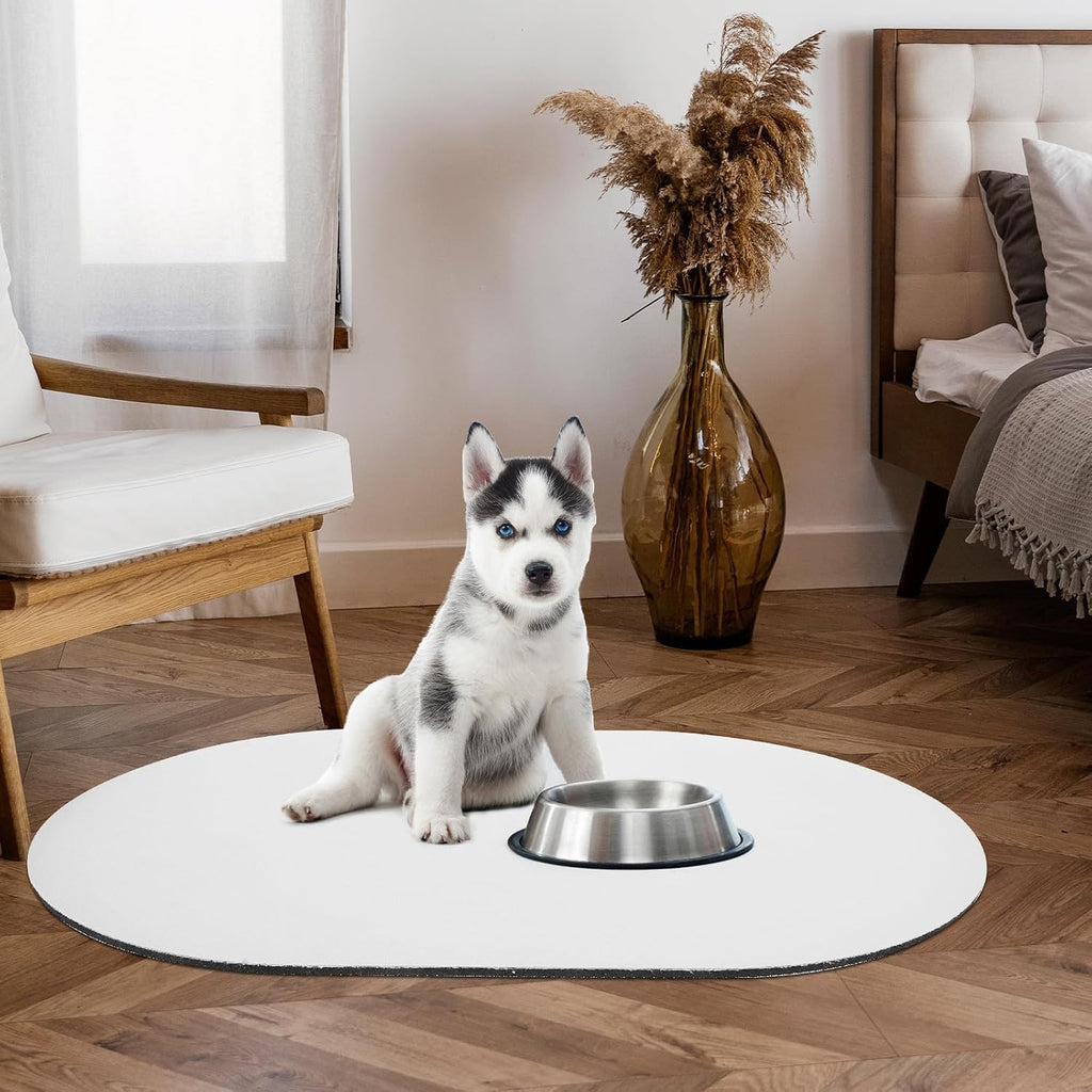 White Diatomite Pet Feeding Mat with Non Skid Protection for Floors