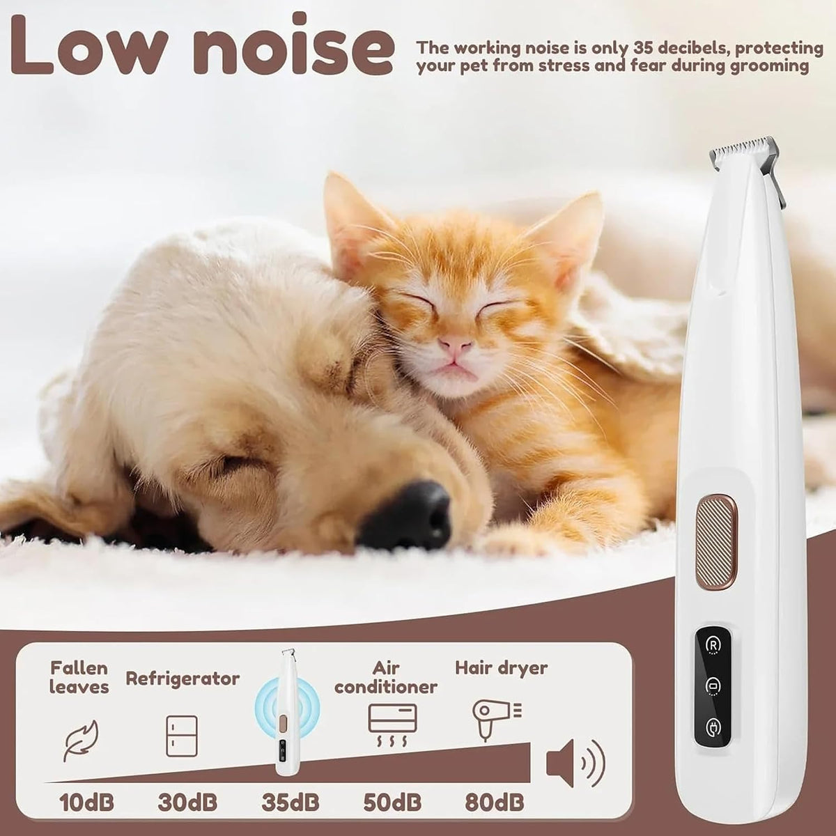 Calmclippers for Cats, Paw Trimmer, Pet Micro Precision Trimmer, Electric Dog Trimmer, Rechargeable Hair Shaver with LED
