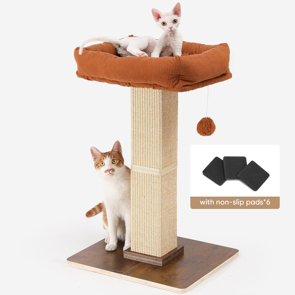 FUKUMARU Retro-Style Cat Scratching Post with Perch for Indoor Adult Cats