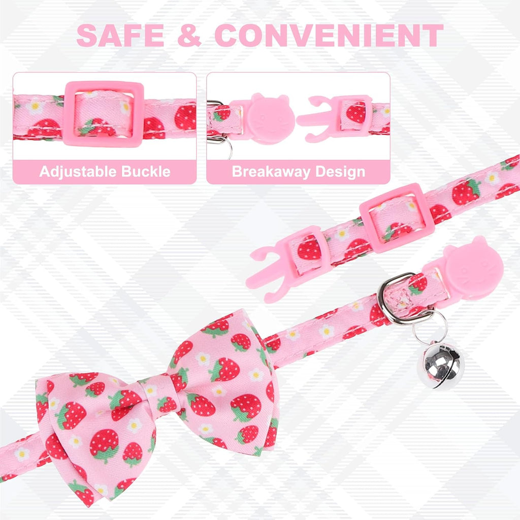 Breakaway Cat Collars with Bell & Cute Pendants - 3 Pack Adjustable Safety Kitten Collars - Decoration for Girl Boy Cats