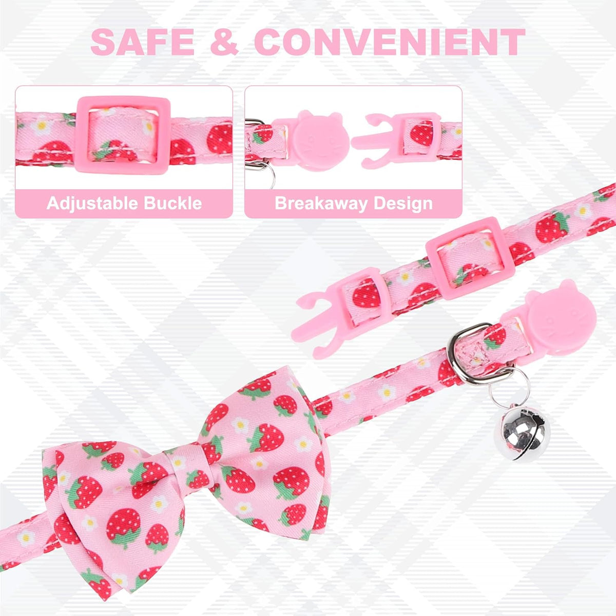 Breakaway Cat Collars with Bell & Cute Pendants - 3 Pack Adjustable Safety Kitten Collars - Decoration for Girl Boy Cats