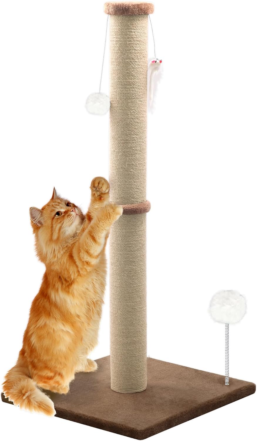36'' Tall Cat Scratching Post for Indoor Cats with Sisal Post & Plush Toys