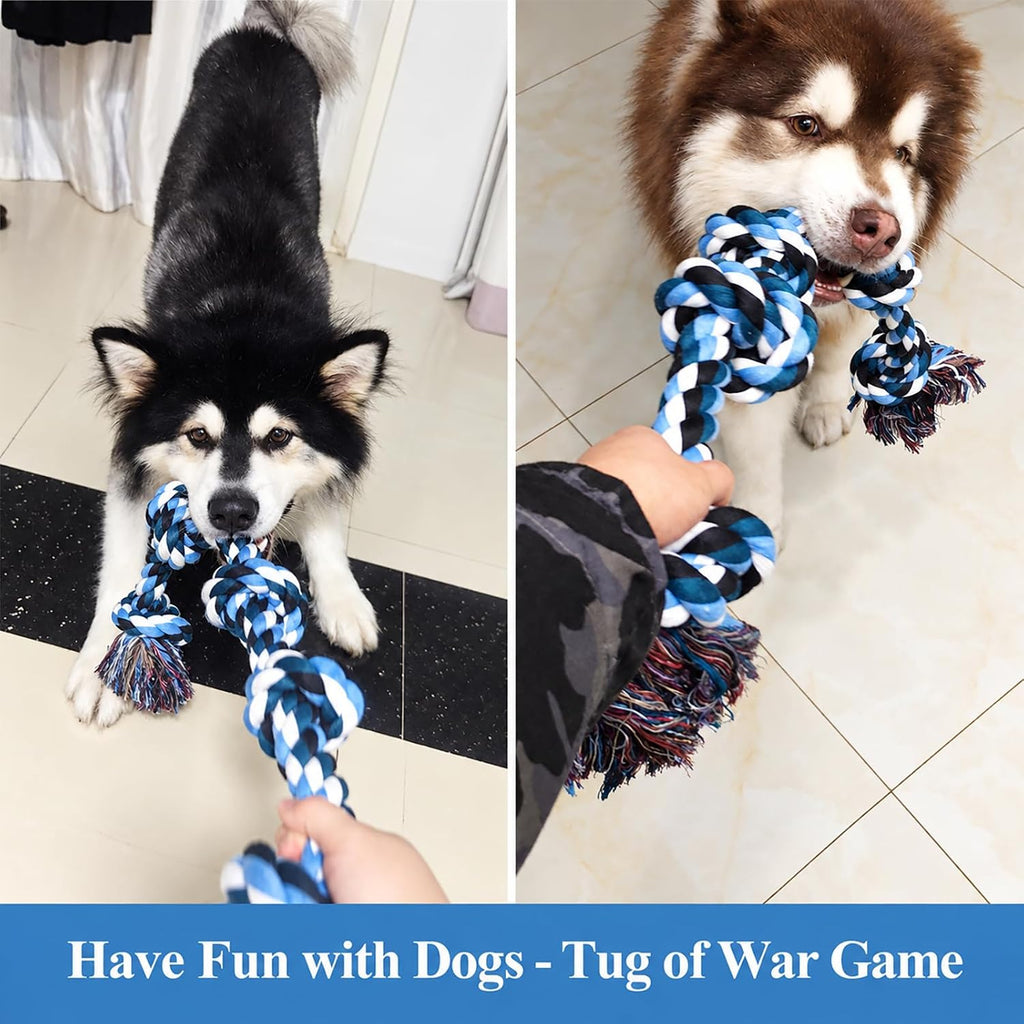 LECHONG Dog Toys for Aggressive Chewers Tough Rope Chew Toys for Large and Medium Dog 3 Feet 5 Knots Indestructible Cott