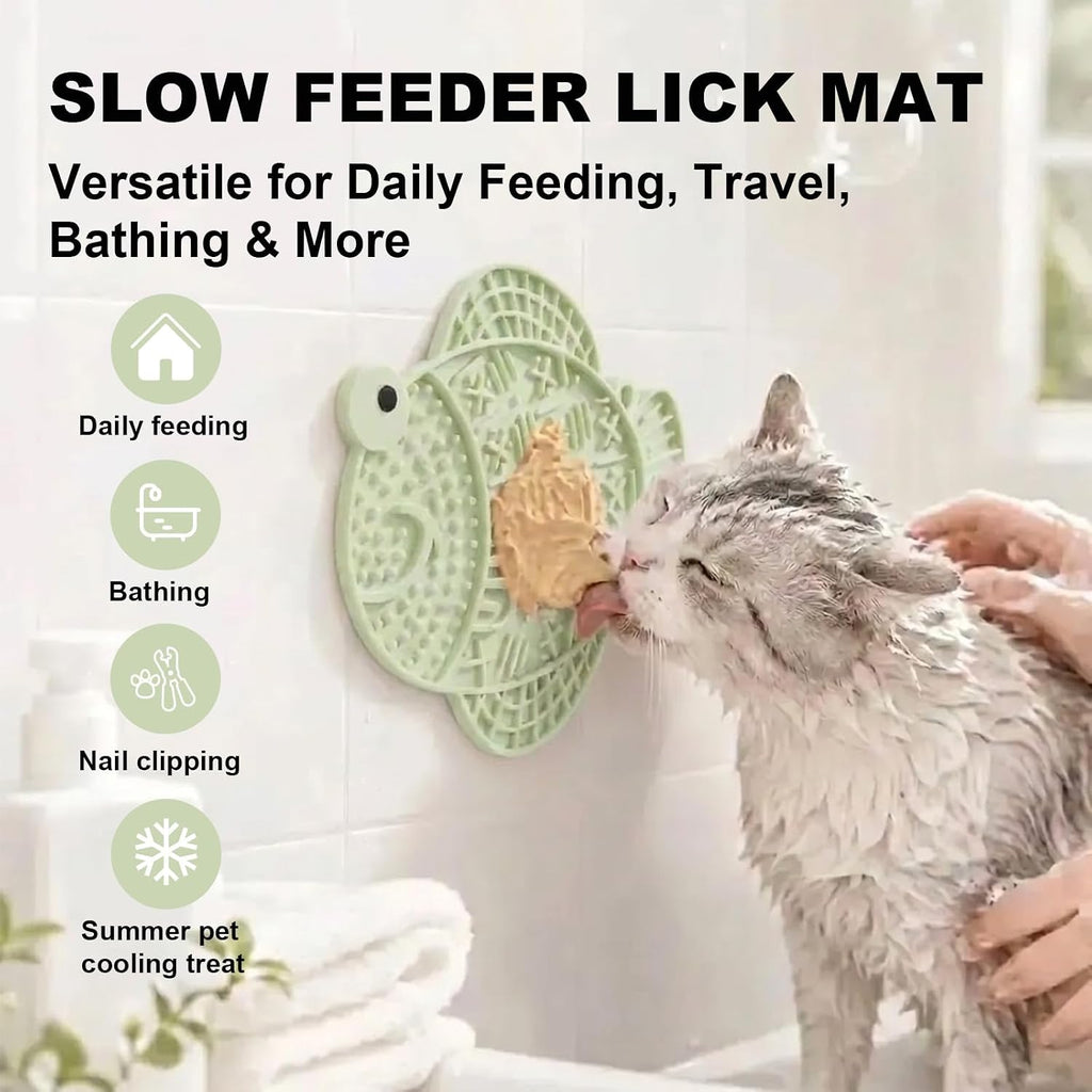 Cat Slow Feeder Fish Lick Mat with Suction Cup for Anxiety Relief