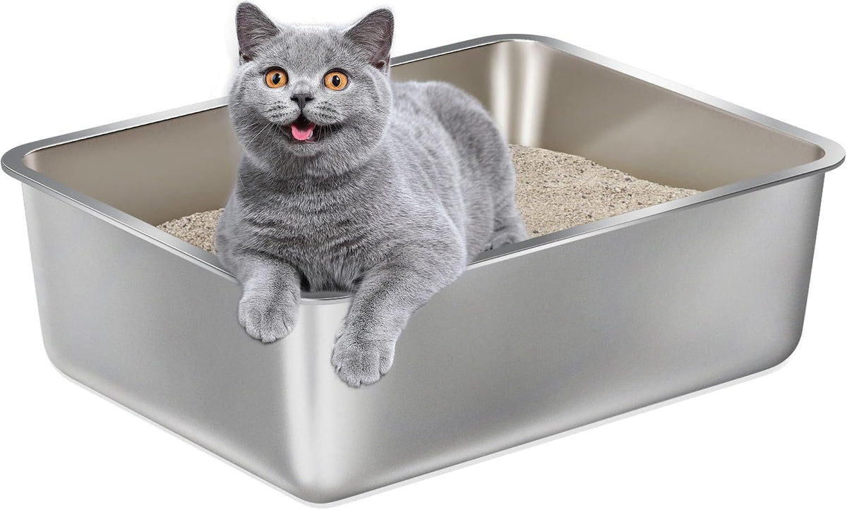 XXXL Stainless Steel Cat Litter Box -Extra Large Metal Litter Box