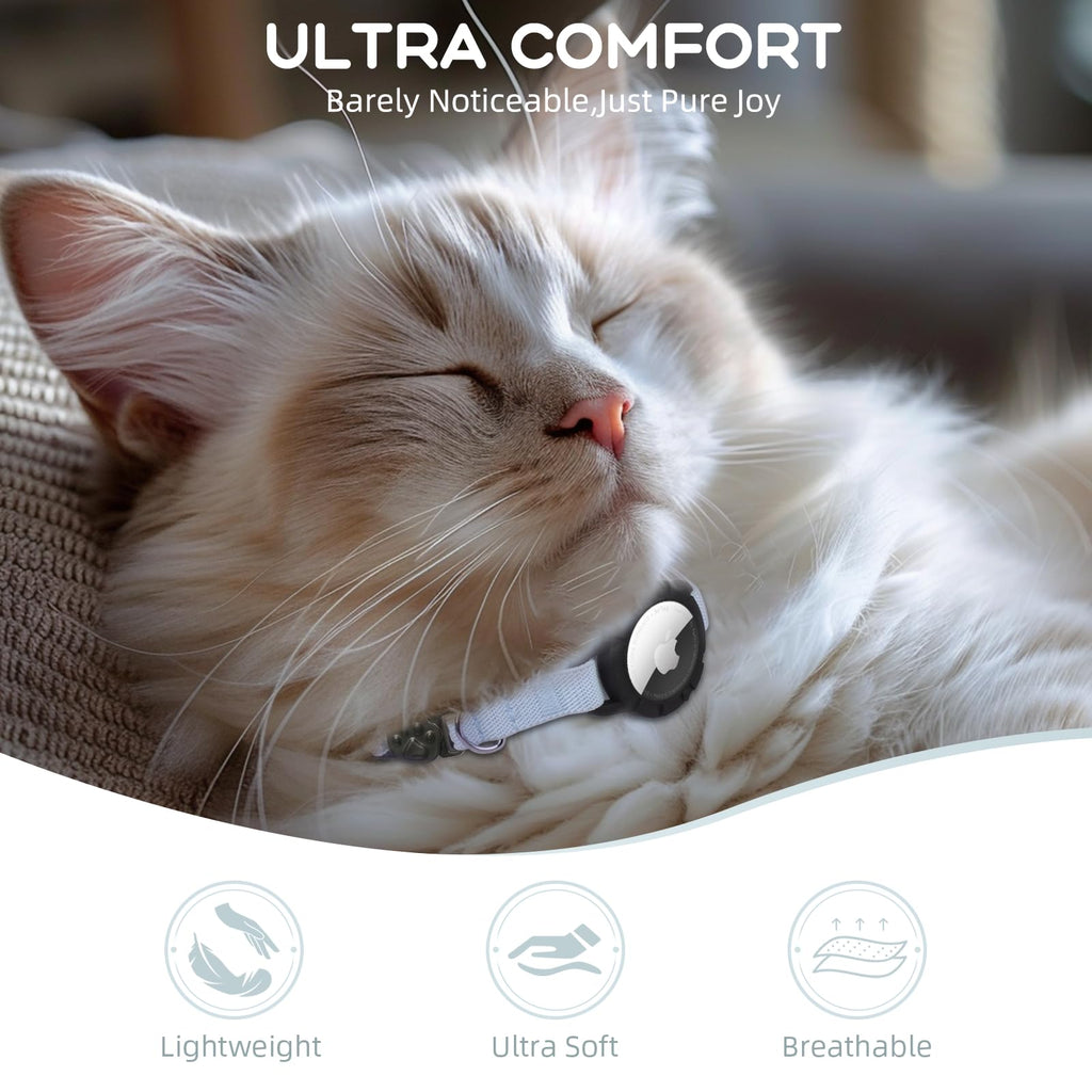 AirTag Cat Collars, Stretchy Collar with Air Tag Holder and Bell