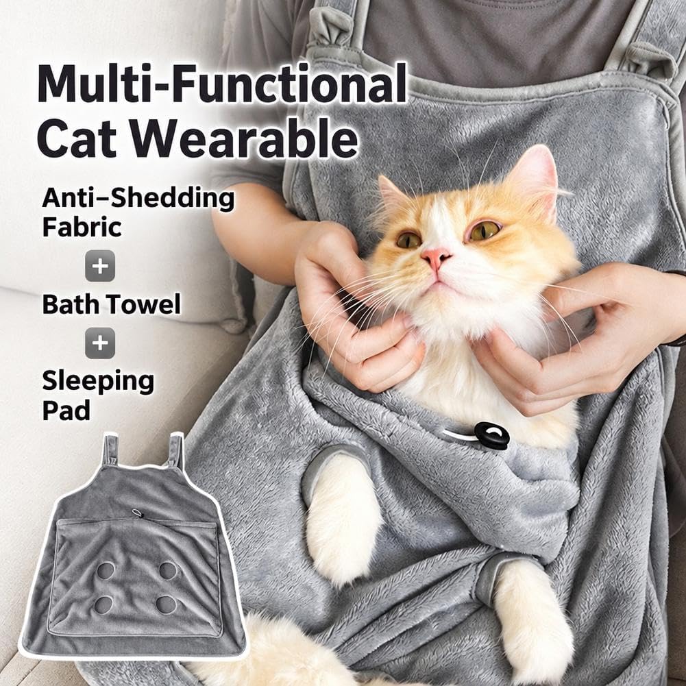 Hair Resistant Pet Cuddling Apron with Leg Holes for Holding Cats & Dogs