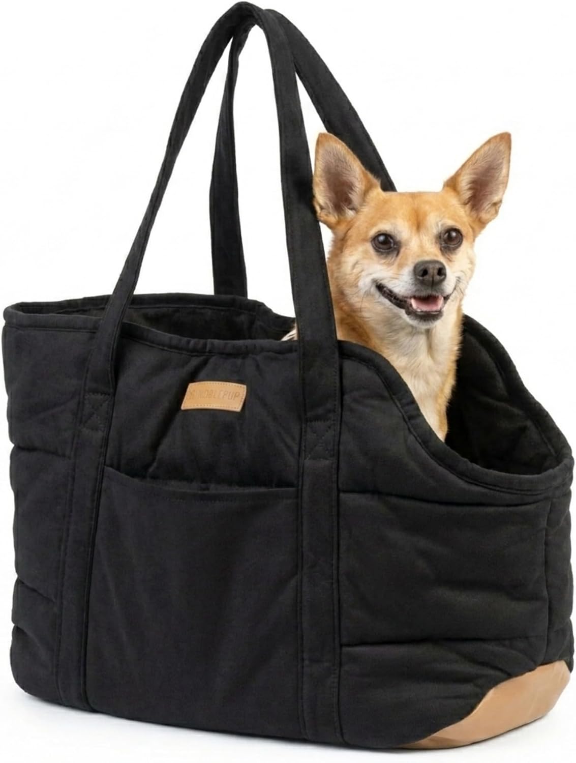 Plush Dog Purse Carrier for Small Dogs, Soft Tote, Black
