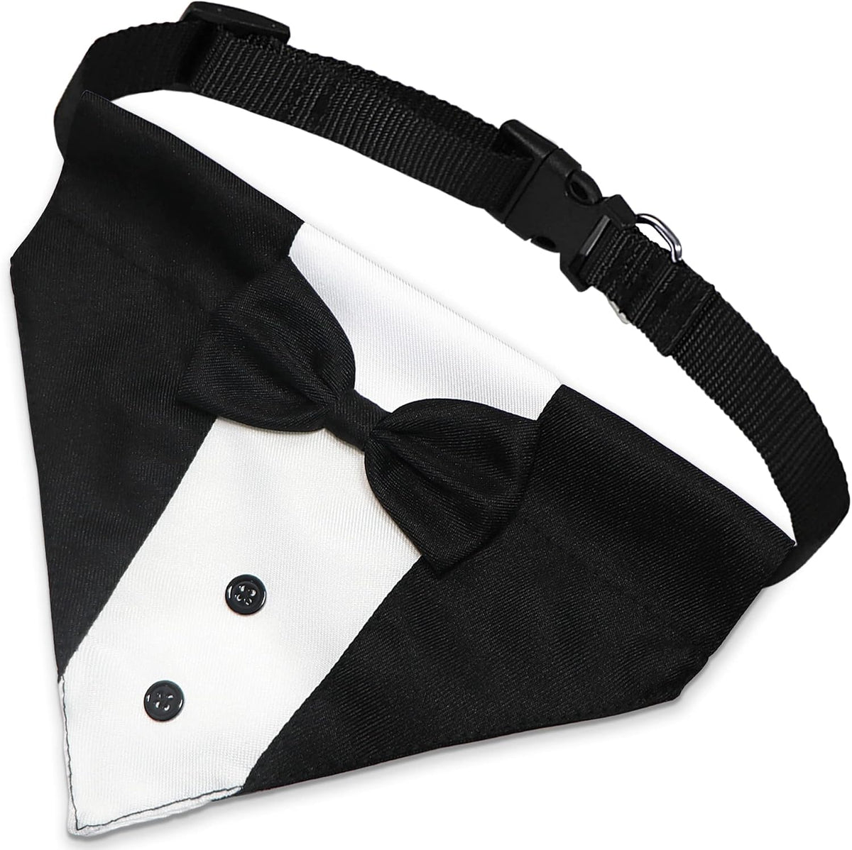 GOYOSWA Dog Tuxedo Suit Wedding Bandana Collar with Bow Tie, Adjustable Formal Dog Tux, Engagement Birthday Tuxedo for S
