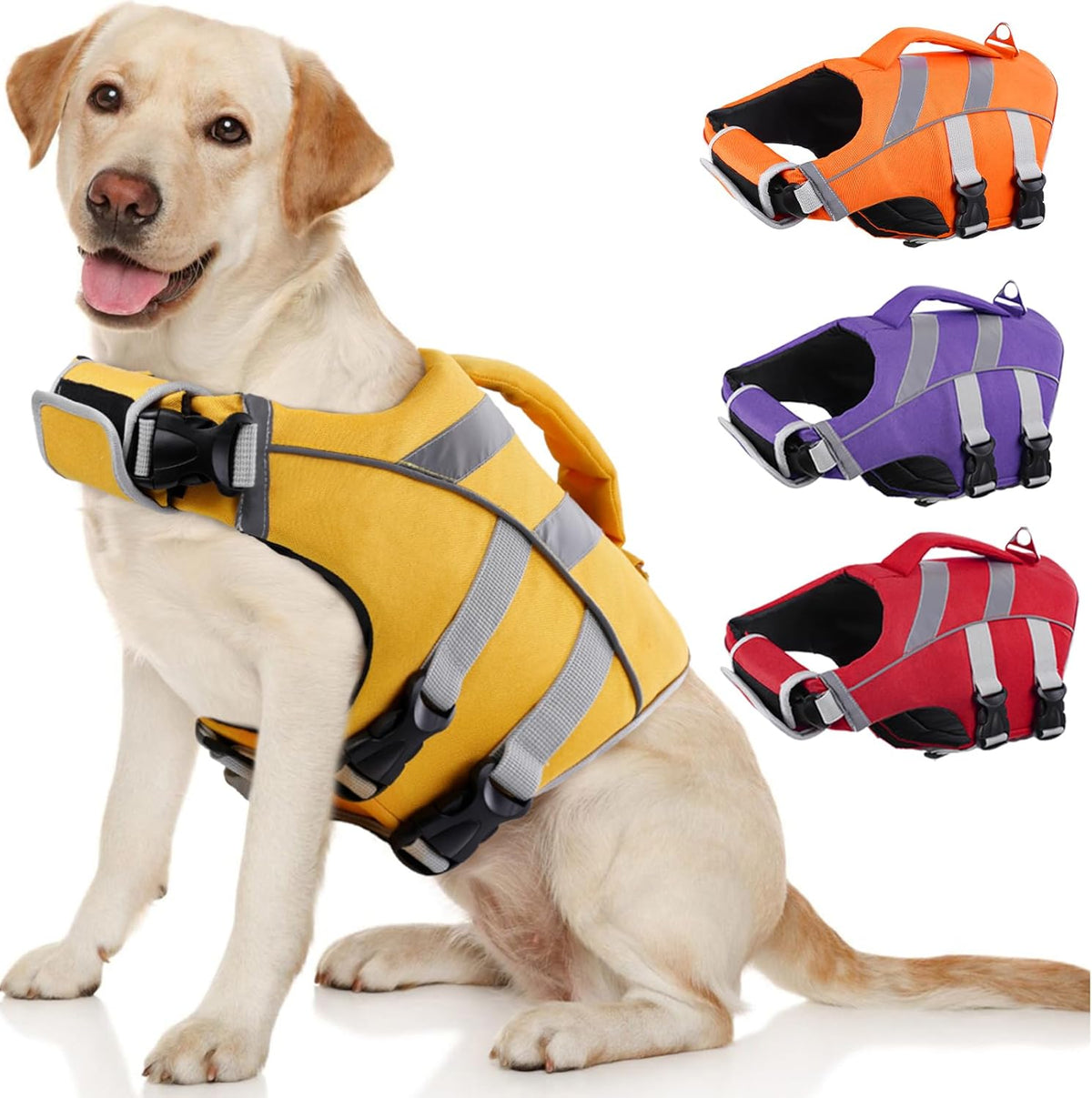 Kuoser Reflective Dog Life Jacket, Dog Life Vest for Swimming Boating