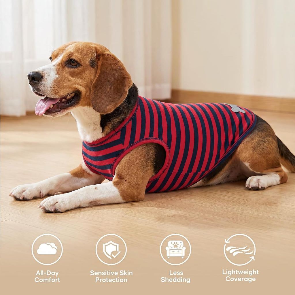KYEESE 2Pack Cotton Dog Shirt for Small Dogs Soft Striped Tank Top
