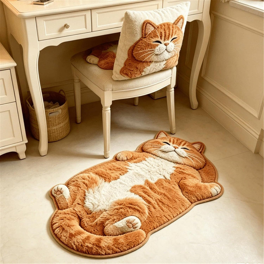 Soft Cats Floor Mat, Sleeping Feline Entryway Area Rug，E：50 * 80