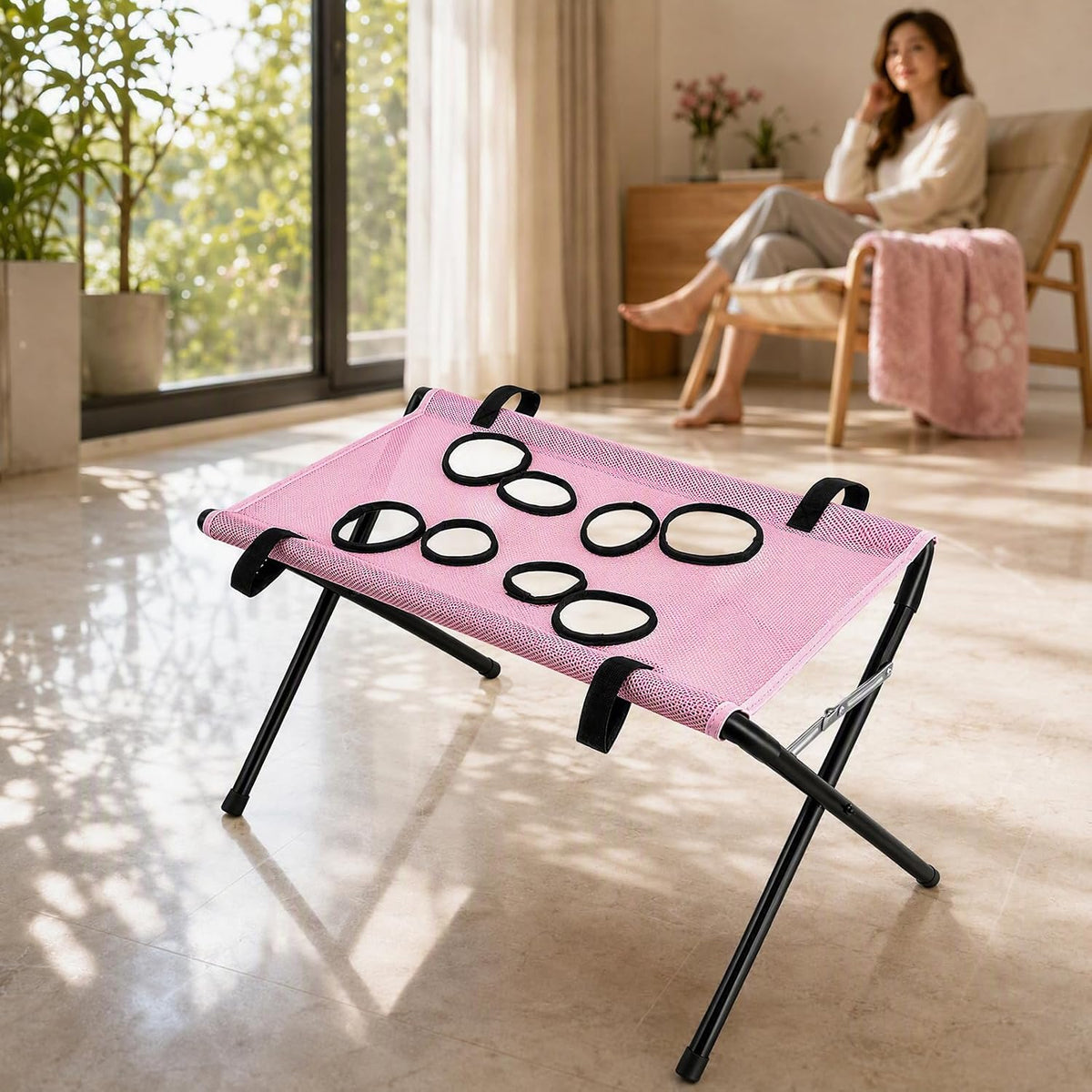 Dog Grooming Hammock for Small Dogs, Foldable Cat Nail Trimming Sling Stand