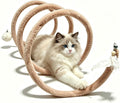 Shapeable Bendable Plush Spiral Cat Tunnel Toy with Bell & Feather 28*12in