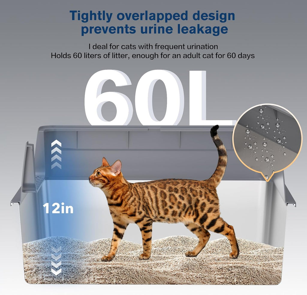 Stainless Steel Litter Box, 28" L*20" W*12" H XXL Extra Large Litter Boxes