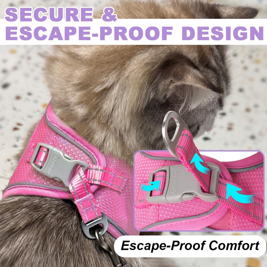 Cat Harness and Leash Set,Escape Proof Kitten Harness,Step in Adjustable Soft Lightweight,Easy Control,Reflective Strips