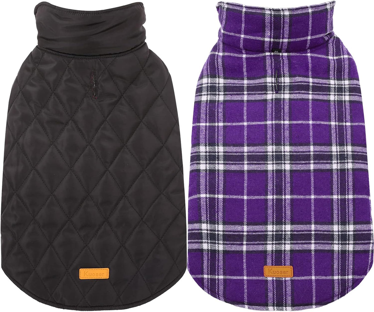 Kuoser Waterproof Dog Coat, Warm Reversible Dog Jacket with Leash Hole