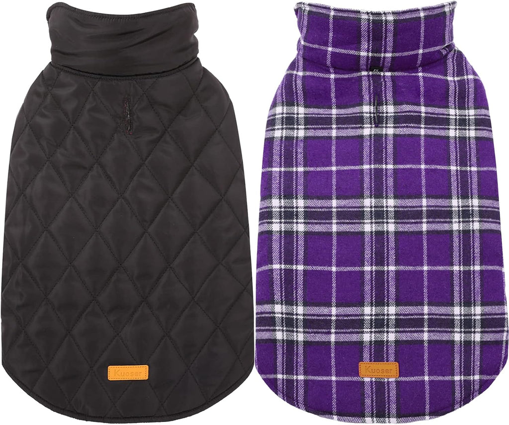Kuoser Waterproof Dog Coat, Warm Reversible Dog Jacket with Leash Hole