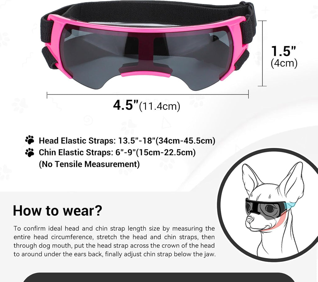 Futuristic Dog Goggles for Small Breed, Tech-Style Pet Eye Glasses, Anti-Fog UV Protection Windproof Dog Sunglasses with