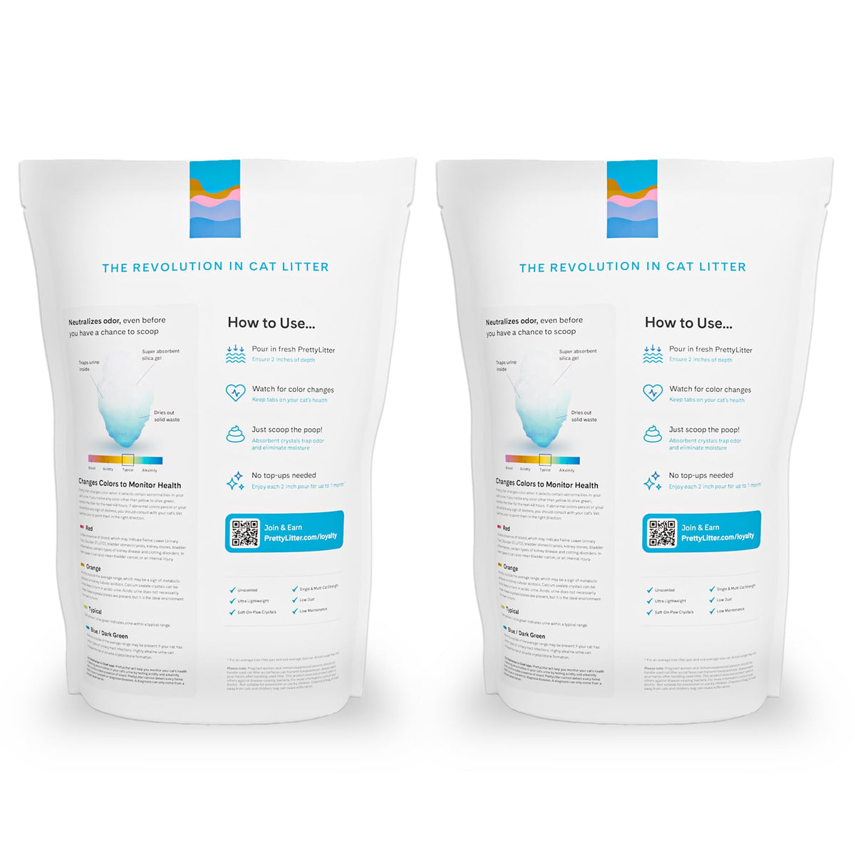 PrettyLitter Health Monitoring Cat Litter, Unscented, 2-Pack, 6 lb. Bags