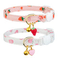 2 Pack Cotton Cat Collar Pink Strawberrie White Heart Cute Kitten Collar