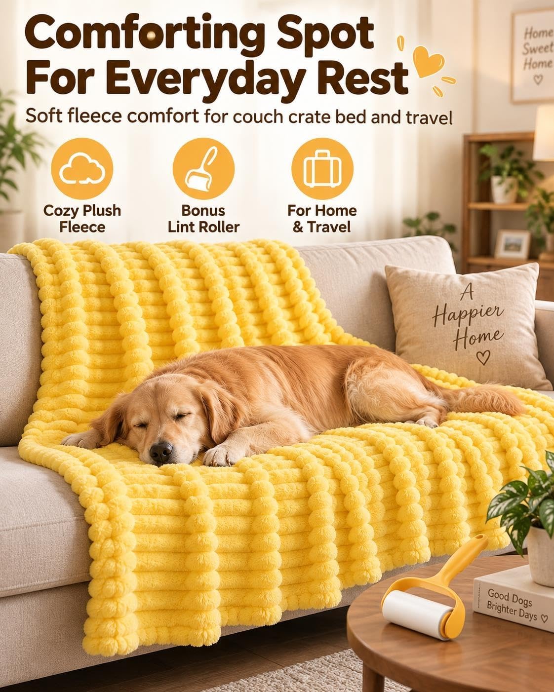 Emotional Support Blanket Yellow Calming Dog Anxiety Security Blankets