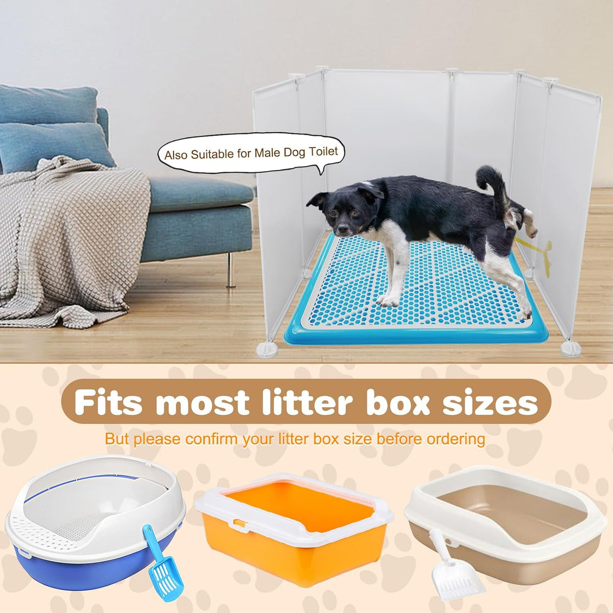 FHTONGE Large Cat Litter Box Enclosure Splash Guard to Protect Wall Floor