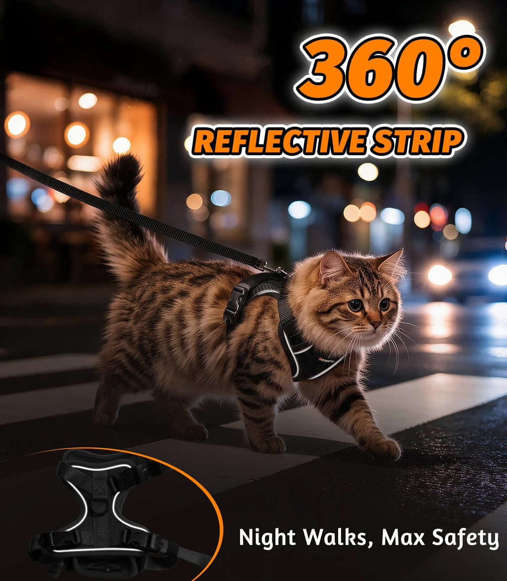 Cat Harness and Leash for Walking, Escape Proof Adjustable Vest Harness