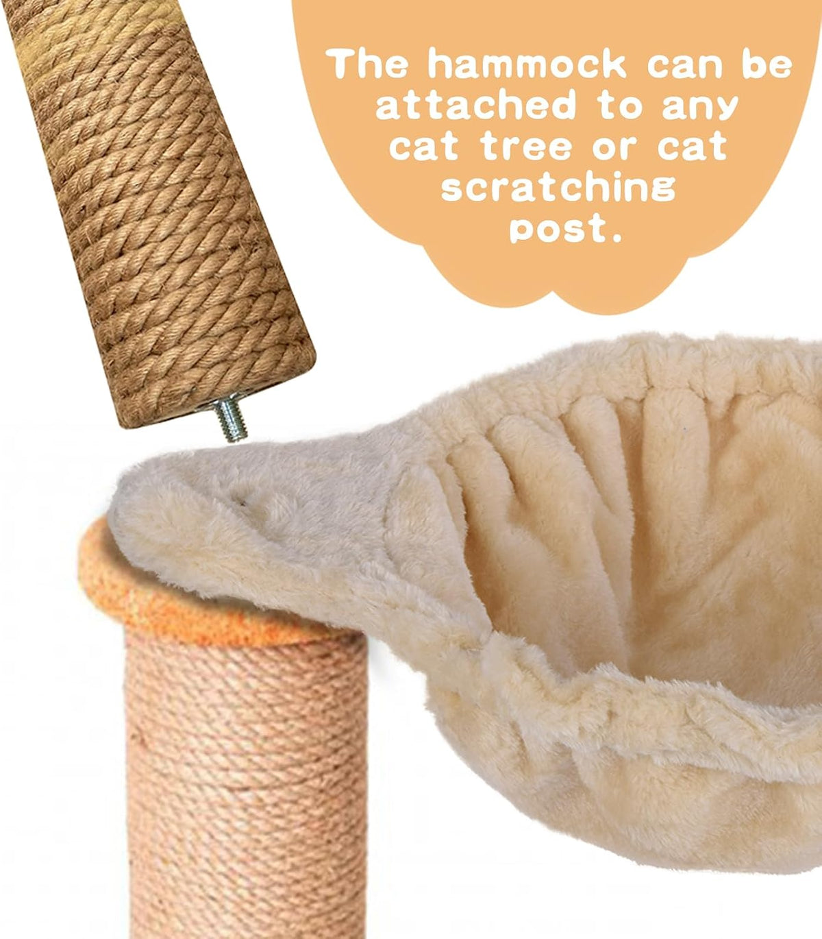 UXIETIN Cat Tree Hammock for Large Cats with Deep Basket,12.4",Beige