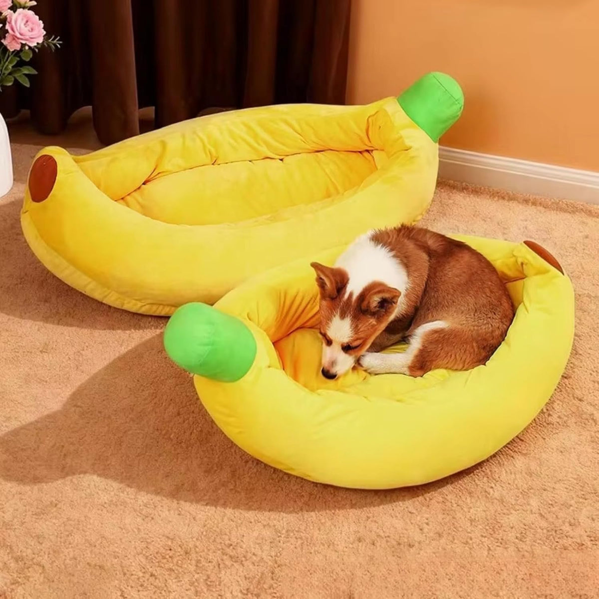 Four Seasons Warm Pet Cushion Banana Winter Dog Sofa Cat Litter Pet Supplies Kennel Removable Pet Bed (XXL)