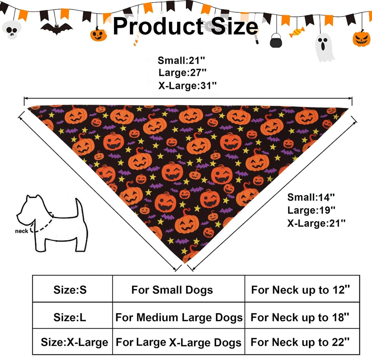 PTDECOR 4 Pack Halloween Dog Bandanas Pumpkin Ghost Bow Fall Scarf, Large