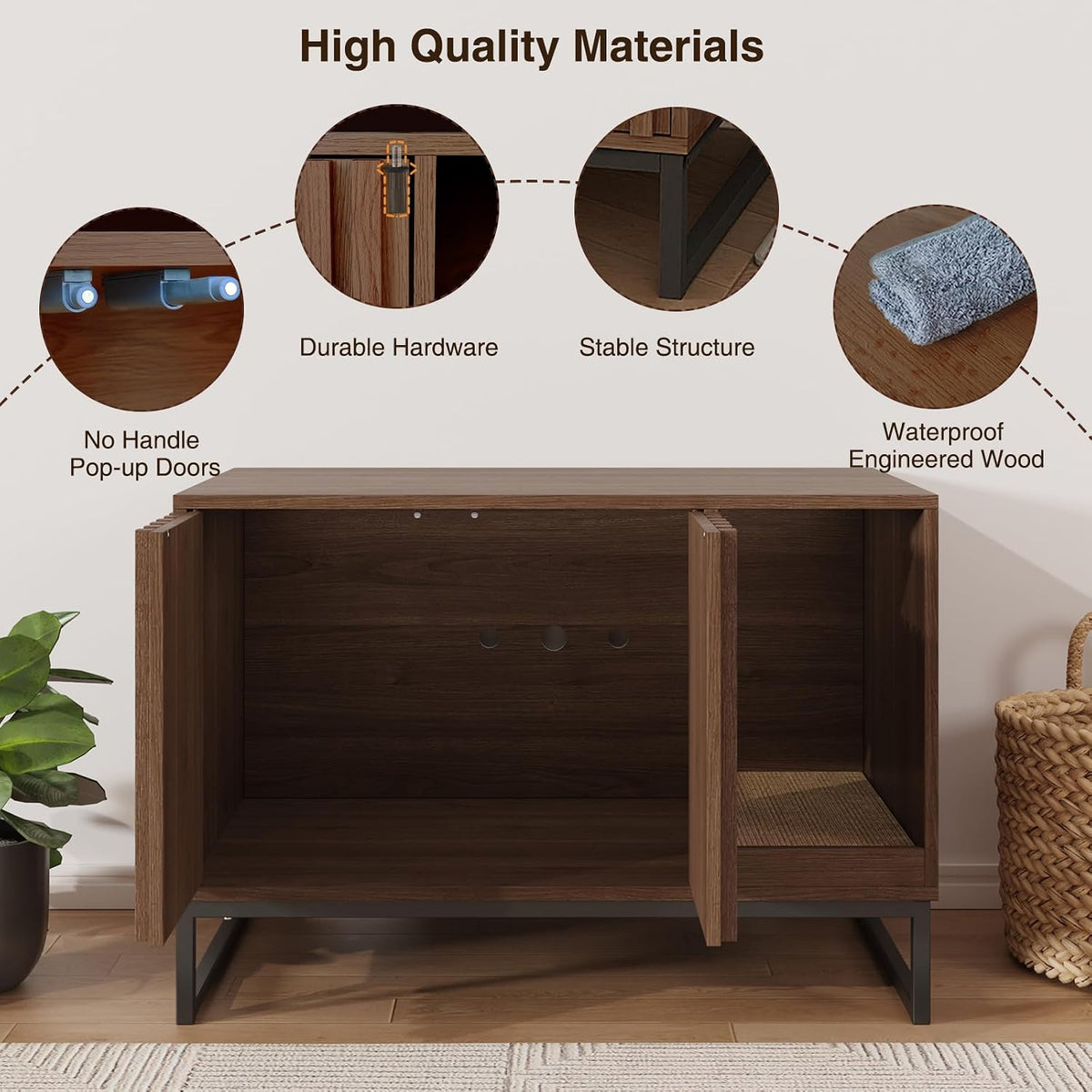 Cat Litter Box Enclosure, Modern Hidden Litter Box Furniture with Scratch Pad, Indoor Cat Washroom House End Table, Entr