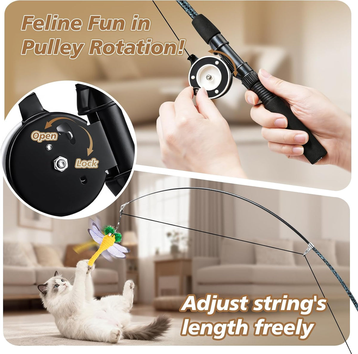 Pawaboo Cat Feather Toys, 4 Pack Interactive Cat Feather Teaser Wand Toys