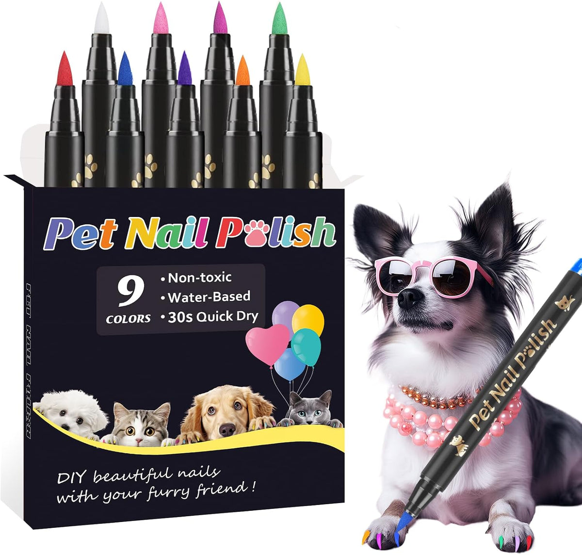 12 Colors Dog Nail Polish Pens Quick Dry to DIY Pretty Nails