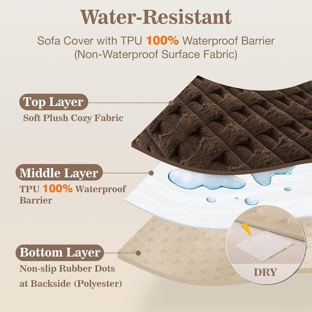 MYSKY HOME Waterproof Couch Covers for Dogs Washable, Chocolate, 35"x71"