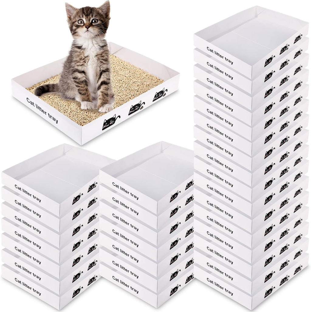 Amyhill 30 Pack Disposable Cat Litter Box Paper Pet Trays,Pink